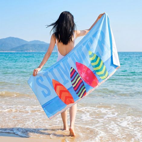 Serviette de plage en microfibre anti-sable, légère, résistante au sable et à séchage rapide – Grande couverture de pique-nique, 70 x 150 cm (1/5)