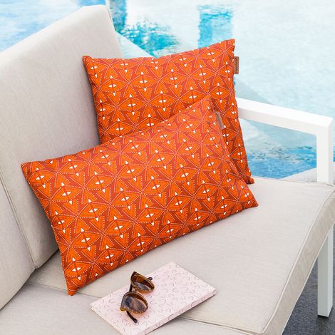 Hesperide – Coussin extérieur 40x40cm en polyester déperlant – Housse amovible – Imprimé graphique moderne – Confort pour mobilier de jardin (1/3)