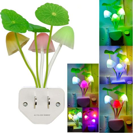 Veilleuse Led - Capteur Lumineux Automatique - Design Champignon Feuille de Lotus - Pour Chambre Salle de Bain Couloir - 1 Pièce (1/4)
