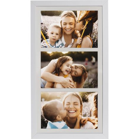Bilderrahmen für 3 Fotos, Galerie-Collage, Mehrfachrahmen 23x50 cm für 3 Fotos 13x18, weiß, BD Art