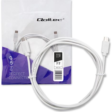 Cavo Qoltec USB 2.0 Tipo C Maschio  USB 2.0 Tipo C Maschio  2 m  Bianco (1/5)