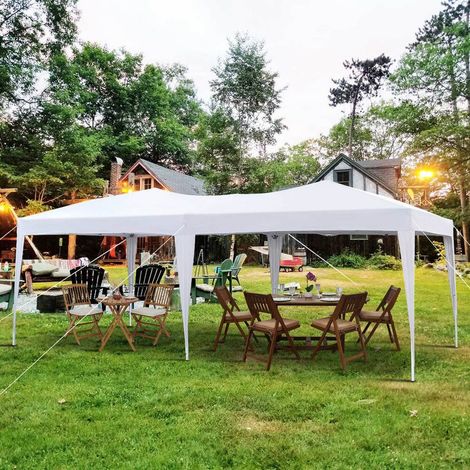 Garden Pop Up Gazebo,3 x 6m Height Adjustable Marquee Party Tent,White (1/5)