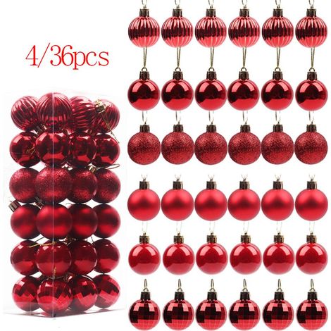 Lot de 36 boules de Noël de 4 cm, incassables, en plastique, pour décorer le sapin, les anniversaires et les fêtes.
