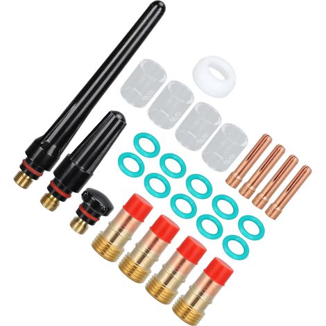 Jeu de consommables torche TIG WP-17 WP-18 WP-26 : pinces, électrodes, coupelles en verre, rondelles et buses de rechange (1/5)