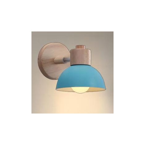 Modern Wall Light E27 Edison Industrial Wall Lamp Metal Wooden Loft Lighting Fixture for Bar Hallway Dining Room Living Room Bedroom Blue (1/5)