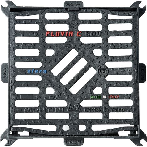 1PZ CHIUSINO GRIGLIATO IN GHISA 'CONCAVO' PLUVIA C - 60 x 60 - Kg 32