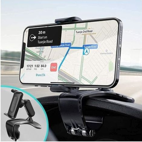Support de téléphone de Voiture , rétroviseur Multifonction pour Tableau de Bord de Voiture avec Pince à Ressort réglable à 360 °, adapté aux Smartphones de 4 à 7 Pouces (1/5)