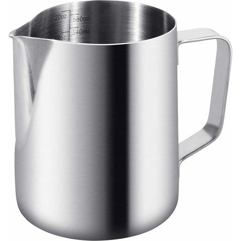 royaluxe - Pot à lait 600 ml/20 oz Pot à lait en acier inoxydable 304 avec gravure de graduation à l'intérieur pour mousse de lait, cappuccino, jus ou plus (1/5)