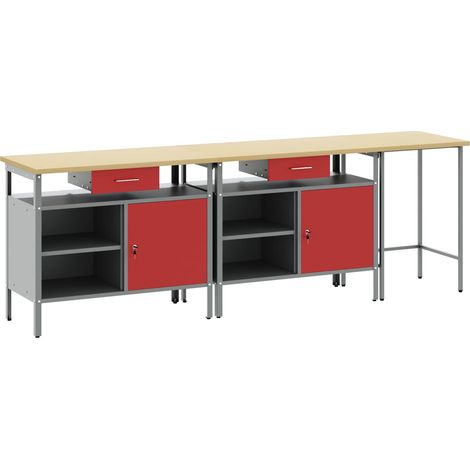Ensemble d'établi 3 pcs Noir et gris Acier enduit de poudre (1/5)