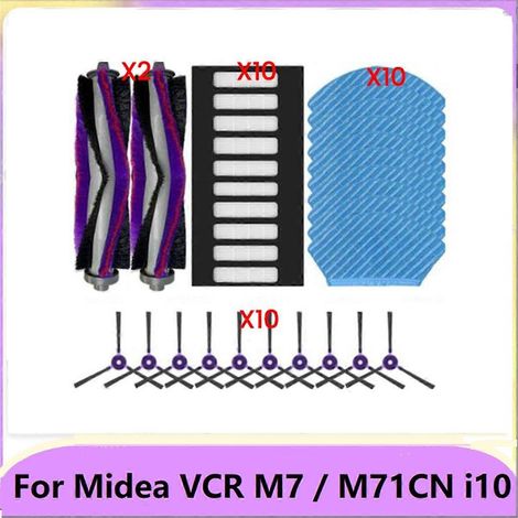 Lot de 32 pièces pour aspirateur robot Midea VCR M7 / M71CN / I10 : rouleau principal, brosse latérale, filtre HEPA et chiffon de nettoyage. (1/5)