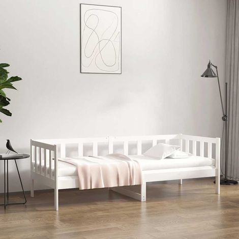 Sofá cama sin colchón madera maciza de pino blanco 90x190 cm (1/5)