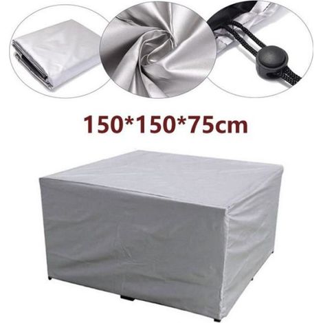 Housse De Table De Jardin - Polyéthylène 150 G/M² - Pour Table Carrée Et Chaises Extérieures - Gris - 1 Pièce (1/4)