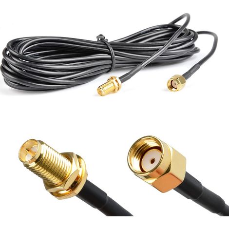Premium 3 m langes Antennenverlängerungskabel, Stecker auf Buchse, RG174, reines Kupfer, Zuleitung RP-SMA (schwarz)