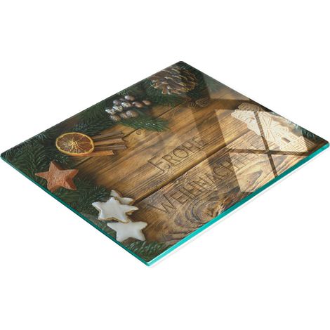 Vassoio decorativo in vetro per snack, con scritta "Buon Natale" 60x52 cm (1/5)