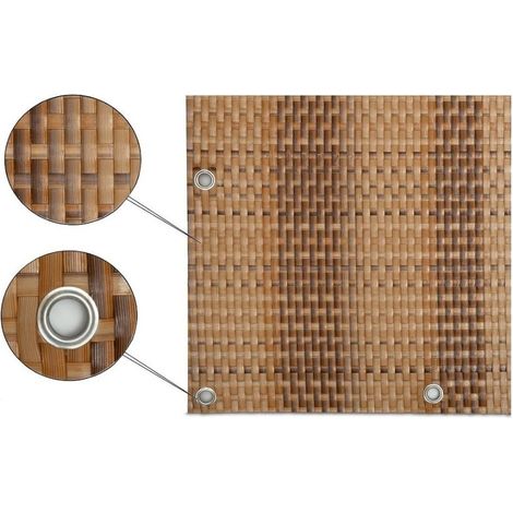 Panel de Ratán para Balcón o Valla (Marrón y Beige) 100x500 cm