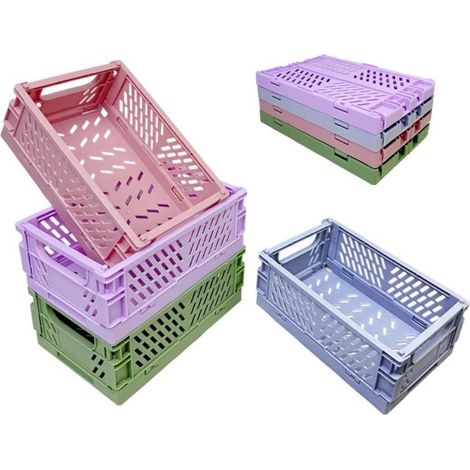 Caja De Almacenamiento Plegable - 15 x 10 x 5,6 Cm - Apilable Y De Montaje Rápido - Para Cocina Hogar Oficina Dormitorio - 4 Unidades (1/5)