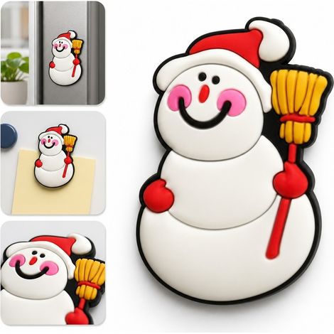 2 Pièces Aimants Réfrigérateur Bonhomme de Neige PVC, Diamètre 2 cm, Épaisseur 0.3 cm (1/5)