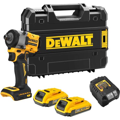 DeWalt DCF922D2T 18V XR Brushless 1/2 Impact Wrench - 2x 2.0Ah Batteries, Charger & TSTAK Case