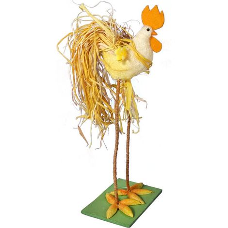 Gallo de sisal de pie, color naranja, 30 cm (1/2)