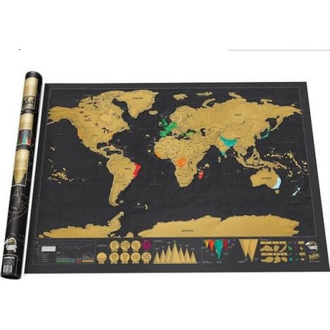 Carte Du Monde À Gratter - Affiche 88x52 Cm - Pour Marquer Les Voyages - 1 Pièce