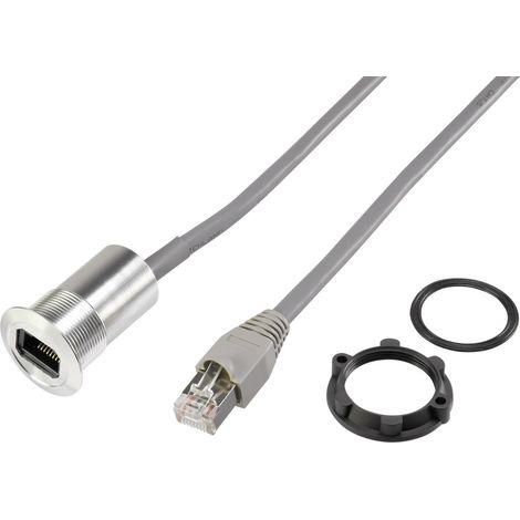 TRU COMPONENTS  RJ45-Einbaubuchse, Kabellänge 1.50 m RJ45-03-BK Buchse, Einbau, Stecker, gerade    S