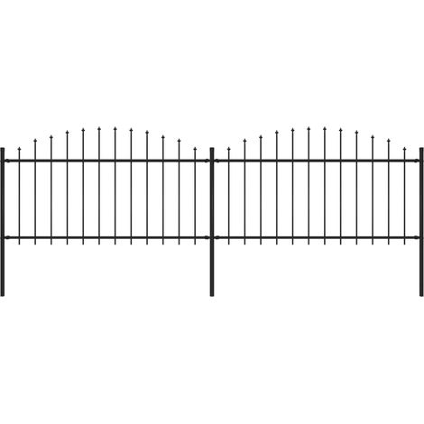 FIMEI Clôture de jardin à dessus en lance Acier (1,25-1,5)x3,4 m Noir (1/5)