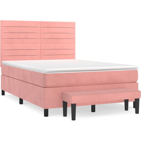 Maison Exclusive - Giroletto a Molle con Materasso Rosa 140x190 cm in Velluto (1/5)