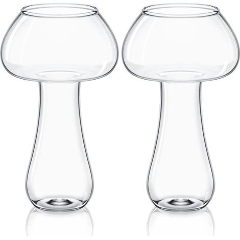 Verres en forme de champignon – Set de 2  Verres à boire en borosilicate pour cocktails et boissons (1/5)