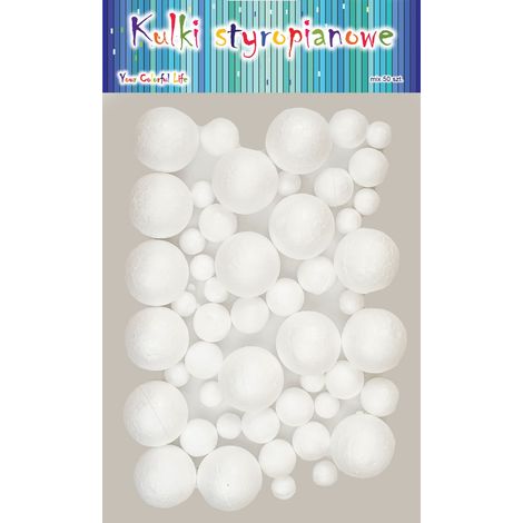 Bolas de espuma de poliestireno de tamaños variados, 50 unidades. (1/2)
