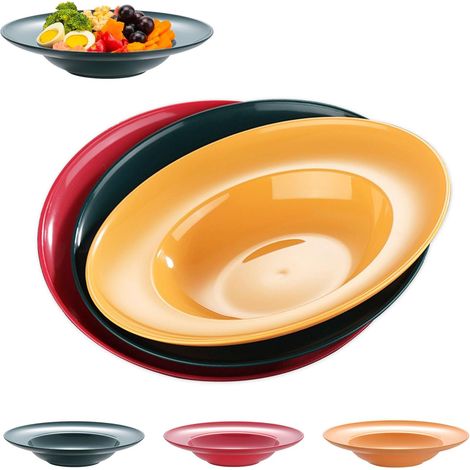Lot de 6 assiettes creuses creuses réutilisables - 23 cm - Différentes couleurs - Assiettes creuses empilables - Passe au lave-vaisselle (1/5)