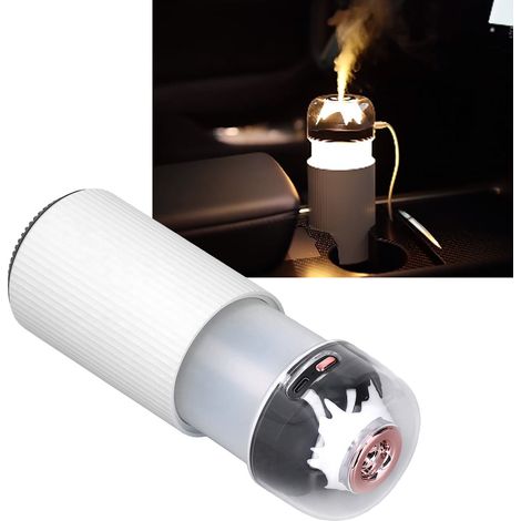 Kleiner Luftbefeuchter mit integriertem Nachtlicht, 300 ml, tragbarer 2-in-1-Nebelventilator, Mini-USB-Luftbefeuchter für Auto und Büro, 5 V, weiß. (1/5)