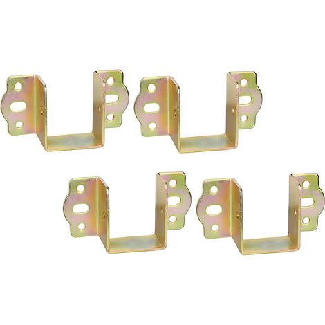 Supports Fixation Central pour Rail de Lit Suspension de Solive en Bois Largeur 40 mm Metal Connecteurs Raccord pour Cadre de Lit Chromé Jaune 4 pièces (1/5)
