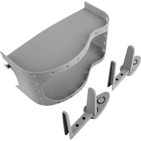 Etagere De Salle De Bain En PP - Support Mural Sans Perçage Avec Crochets - Rangement Douche Et Toilettes - Gris (1/5)