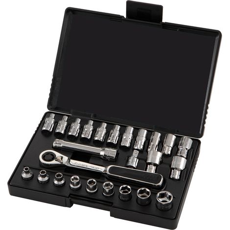Durchsteckschlüssel-Satz, 1/4", 25-teilig, metrisch & zöllig (1/2)