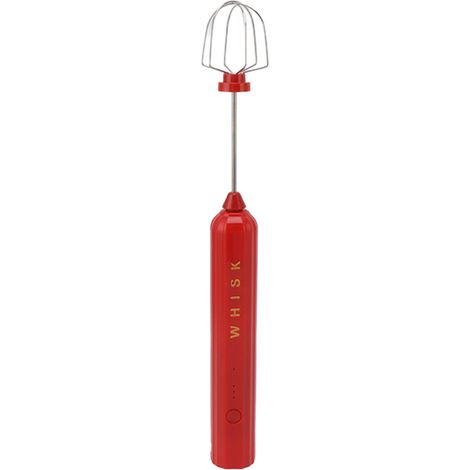 Mélangeur électrique domestique USB en acier inoxydable, petit batteur à main sans fil, fouet rouge (1/5)