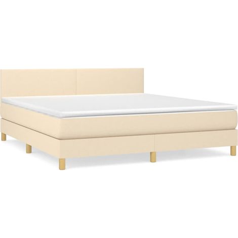 Maison Exclusive - Cama box spring con colchón tela color crema 1
