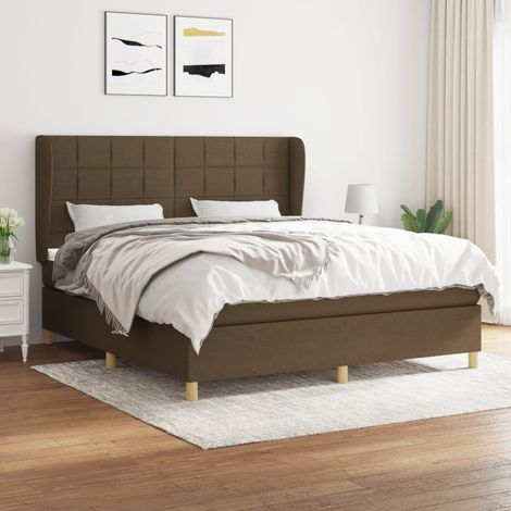 Cama box spring con colchón tela marrón oscuro 180x200 cm vidaXL (1/5)