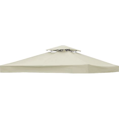2-Tier Replacement Top Fabric for 3x3m Gazebo Pavilion Roof Canopy Ivory