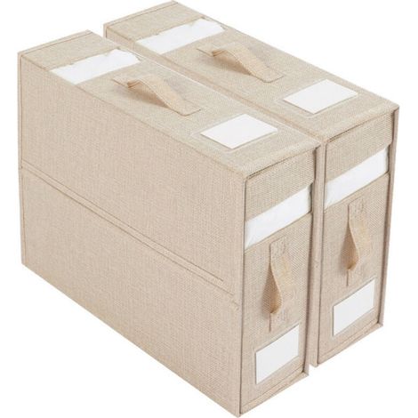 Boite Rangement Drap de Lit, 2 Pièces Sac de Rangement Vetement, Organisateur de Drap Pliable, Pouvant être Rangée Sous Lit, Organisateur Placard Vetement avec étiquette & Poignée, Be