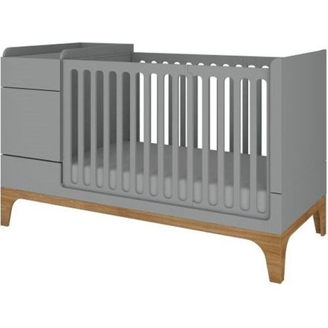 Lit combiné évolutif 70x120 en 70x160 Bellamy UP Gris et bois (1/5)