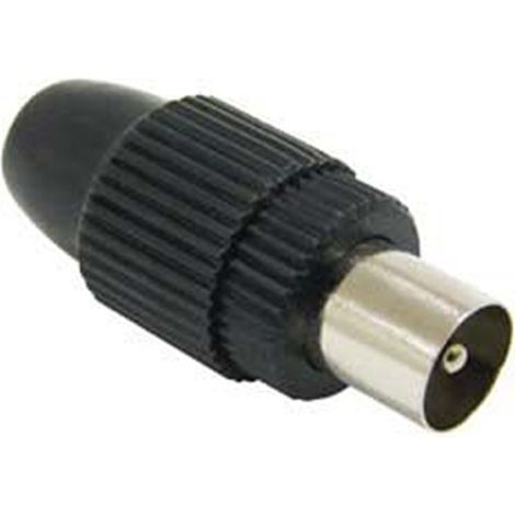 Conector tv macho recto negro