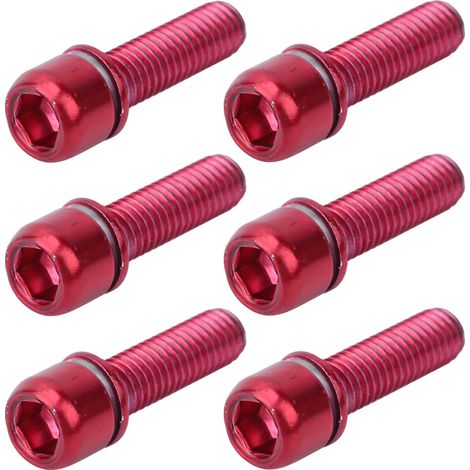Vis de potence vélo M5x18mm avec entretoise, boulon en acier rouge pour guidon de bicyclette (1/5)