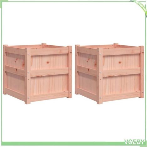 Jardinière / bac à fleurs - FAFEICY - 837421 - Bois douglas massif - 50x50x50 cm - Lot de 2 (1/5)