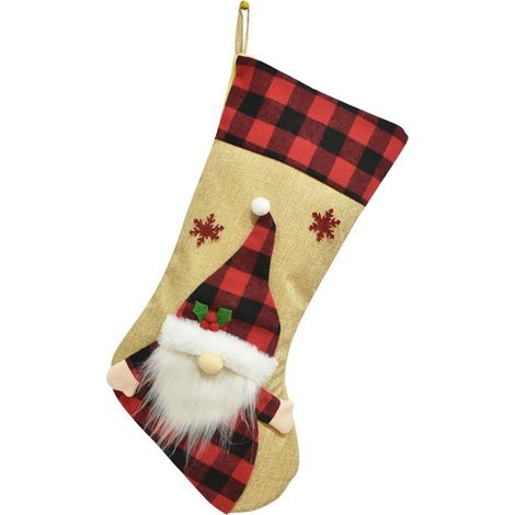 Chaussette De Noël - Tricotée À La Main - Pour Cheminée Ou Décoration Intérieure - 1 Pièce