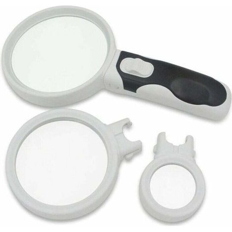 Loupe de Lecture Lumineuse avec 3 Lentilles : x2.5, x5 & x16 – Loupe Eclairante pour Personnes Âgées, Soudure, Timbres, Insectes, Bijoux, Cartes,de DEBUNS (1/5)