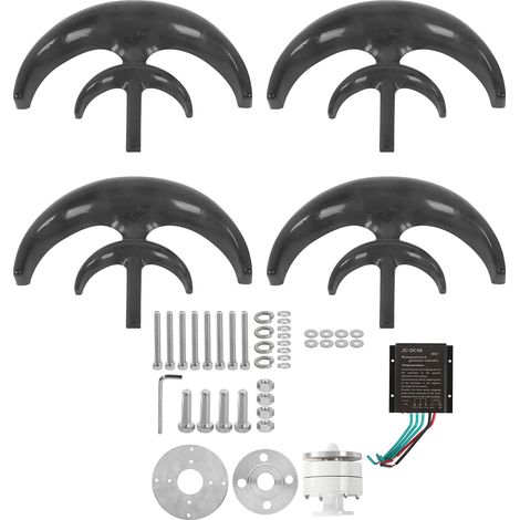 Éolienne 1200W 4 pales type lanterne noire, générateur de charge 48V pour bateaux, kit complet. (1/5)
