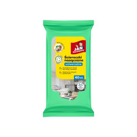 Salviette umidificate universali 3 in 1, biologiche al cocco, senza plastica, 40 pezzi.