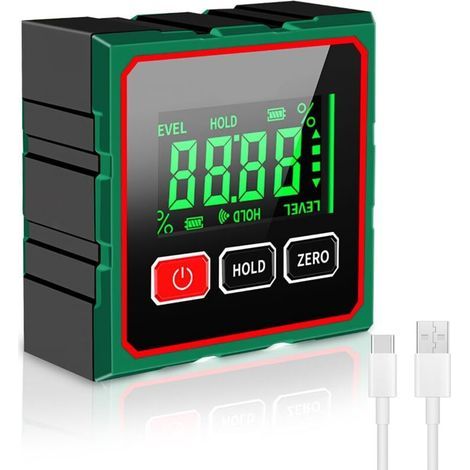 Niveau Electronique, Inclinomètre Numérique, avec Fonction Laser Écran LCD Étanche d'Angle Digital 4 Faces Magnétiques Niveau à Bulle pour Menuiserie Travail du Bois Construction (1/5)
