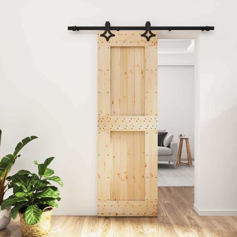 vidaXL Puerta Corredera Natural y negro 70 x 210 cm (1/5)