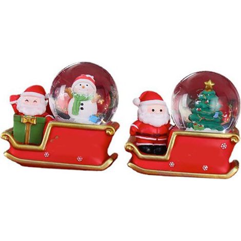 Sapin de Noël Ornement Traîneau Boule Lumineuse Globe Cristal Résine Décoration Bureau avec Pile Cadeau Maison (1/5)